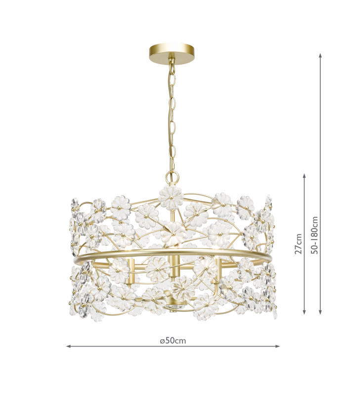 Fonda 3 Light Ceiling Pendant Satin Gold and Glass-2