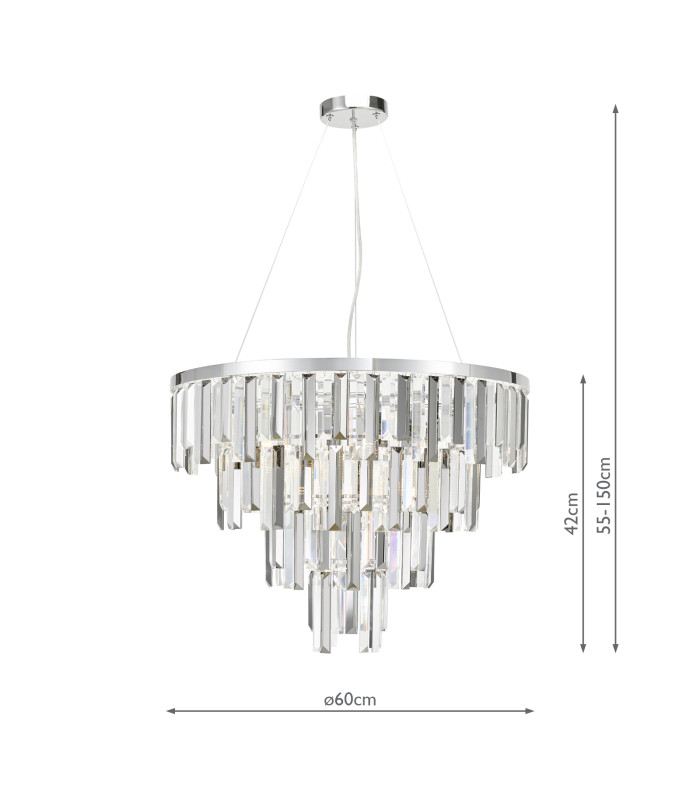 Fuentes 5 Light Ceiling Pendant Polished Chrome and Crystal-4