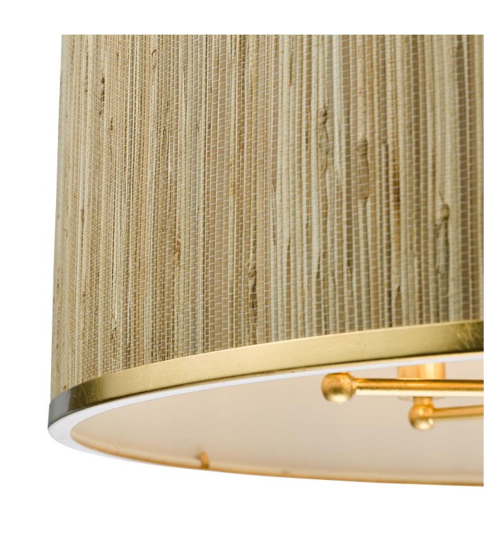 Fenella 8 Light Ceiling Pendant Gold Leaf and Seagrass Shade-7