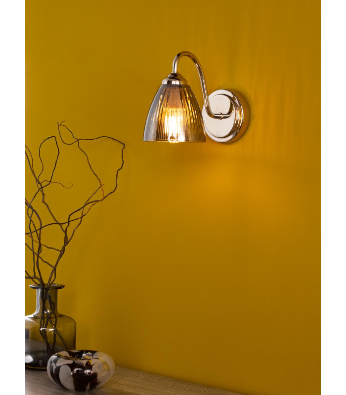 Glynis Wall Light Polished Nickel and Smoked Ribbed Glass-2