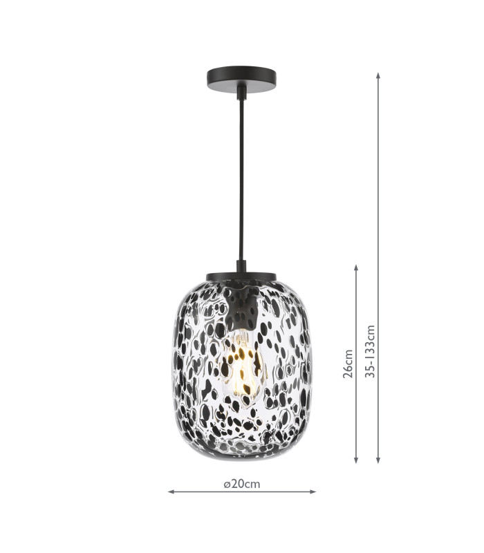 Gethin Ceiling Pendant Matt Black Glass and Black Confetti Glass-6