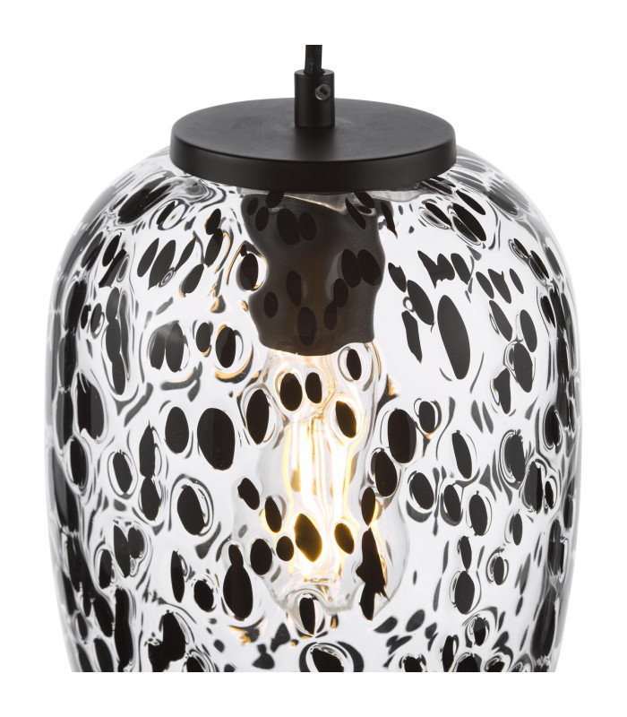 Gethin Ceiling Pendant Matt Black Glass and Black Confetti Glass-8