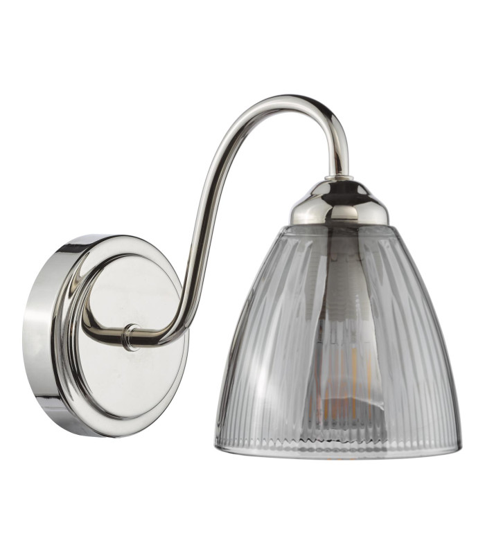 Glynis Wall Light Polished Nickel and Smoked Ribbed Glass-7
