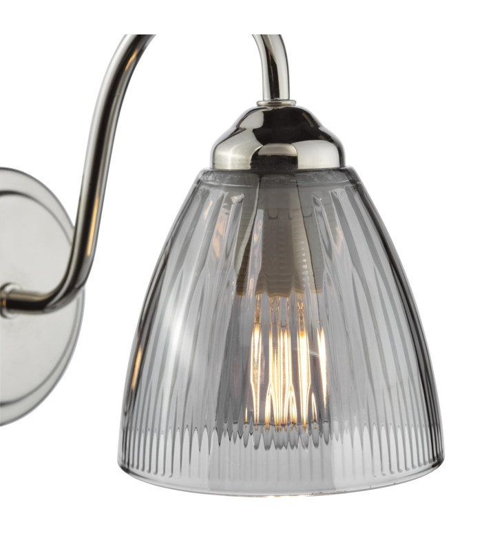 Glynis Wall Light Polished Nickel and Smoked Ribbed Glass-8