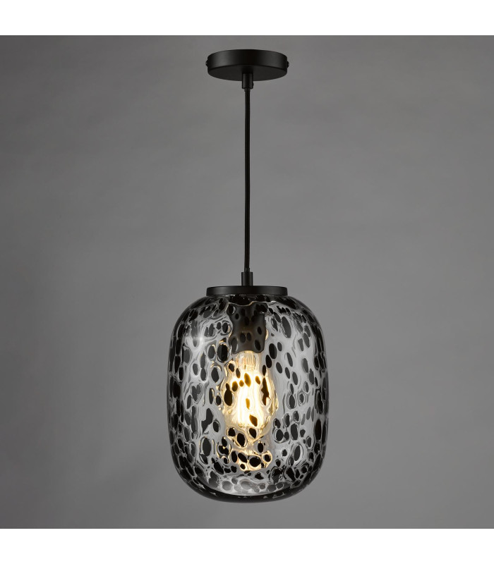 Gethin Ceiling Pendant Matt Black Glass and Black Confetti Glass-10