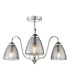 Glynis 3 Light Semi-Flush Polished Nickel and Smoked Ribbed Glass-1