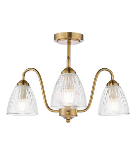 Glynis 3 Light Semi-Flush Antique Bronze and Ribbed Glass-1