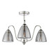 Glynis 3 Light Semi-Flush Polished Nickel and Smoked Ribbed Glass-7