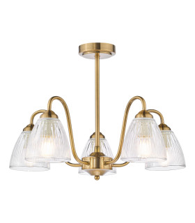 Glynis 5 Light Semi-Flush Antique Bronze and Ribbed Glass-1