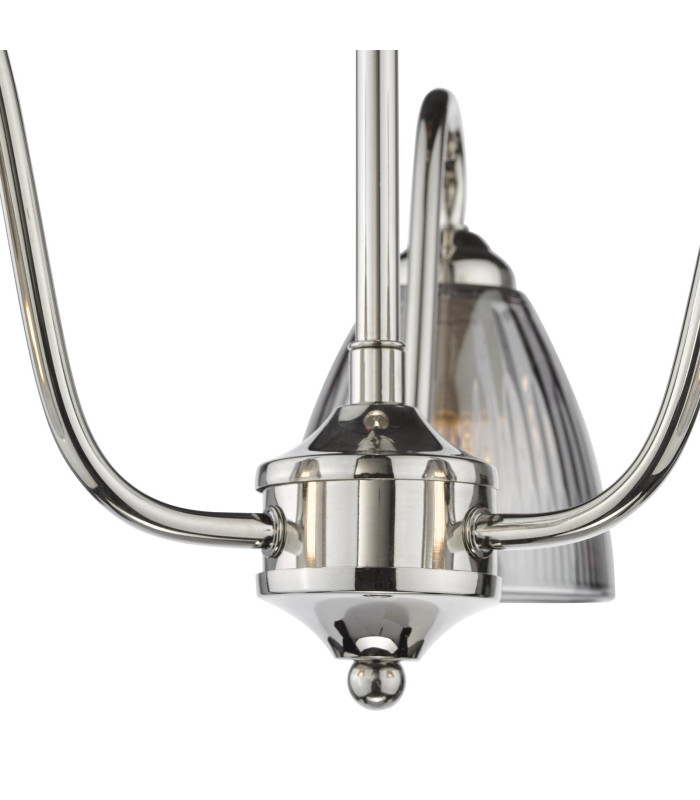 Glynis 3 Light Semi-Flush Polished Nickel and Smoked Ribbed Glass-9