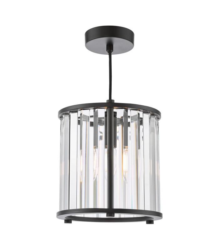 Kiran Ceiling Pendant Satin Black and Crystal-1