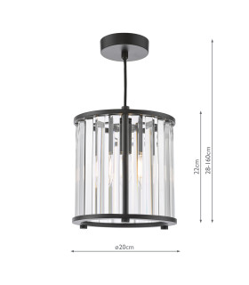 Kiran Ceiling Pendant Satin Black and Crystal-2