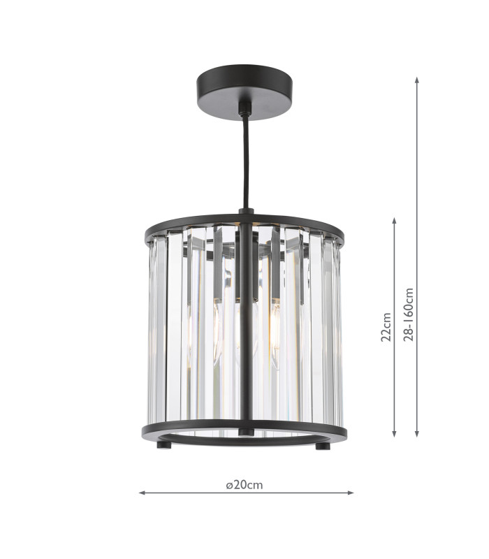 Kiran Ceiling Pendant Satin Black and Crystal-2