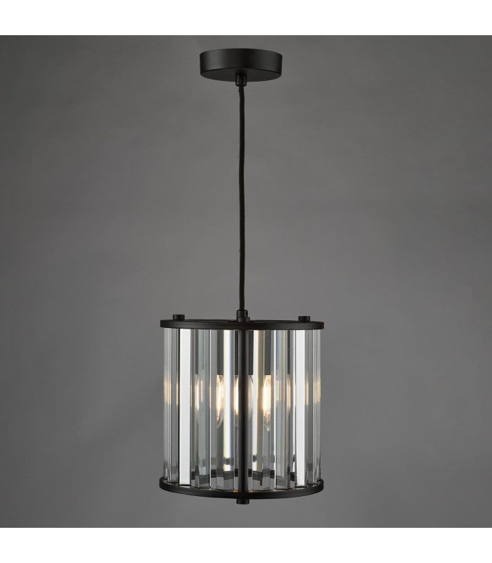 Kiran Ceiling Pendant Satin Black and Crystal-5