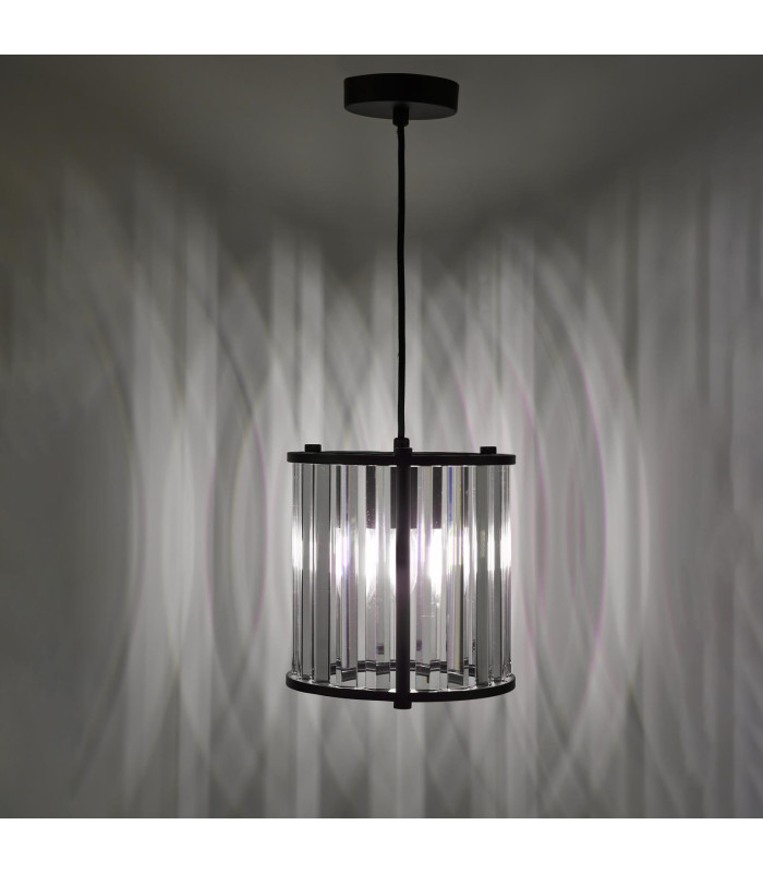 Kiran Ceiling Pendant Satin Black and Crystal-6