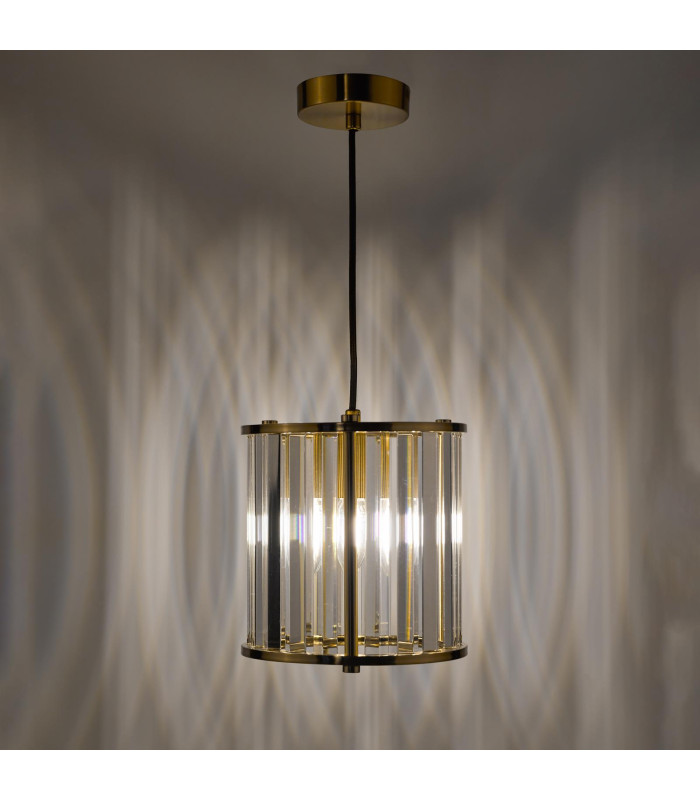 Kiran Ceiling Pendant Natural Brass and Crystal-5