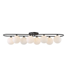 Luana 8 Light Semi-Flush Matt Black and Opal Glass-1