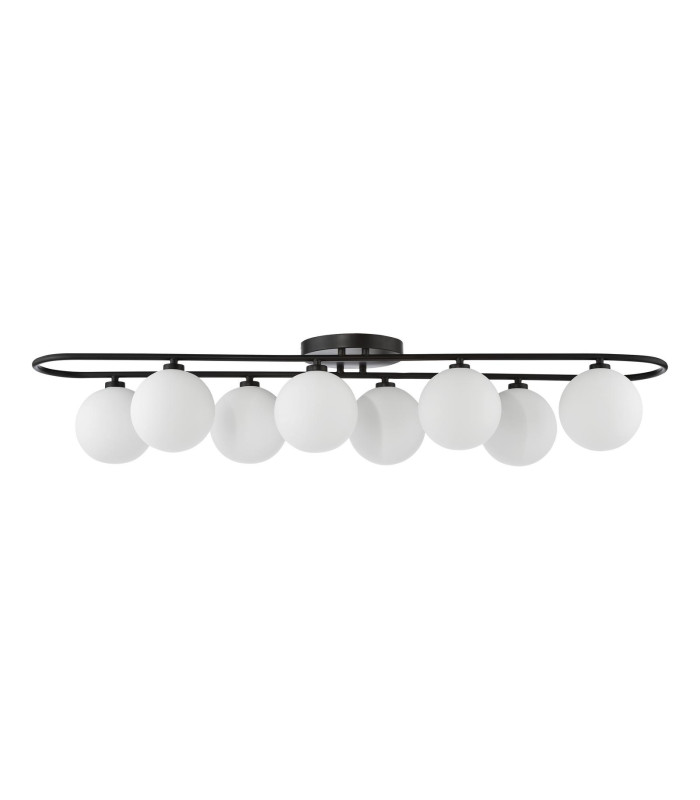 Luana 8 Light Semi-Flush Matt Black and Opal Glass-5