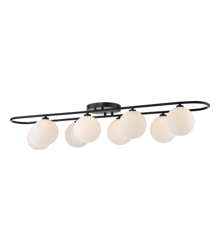 Luana 8 Light Semi-Flush Matt Black and Opal Glass-6