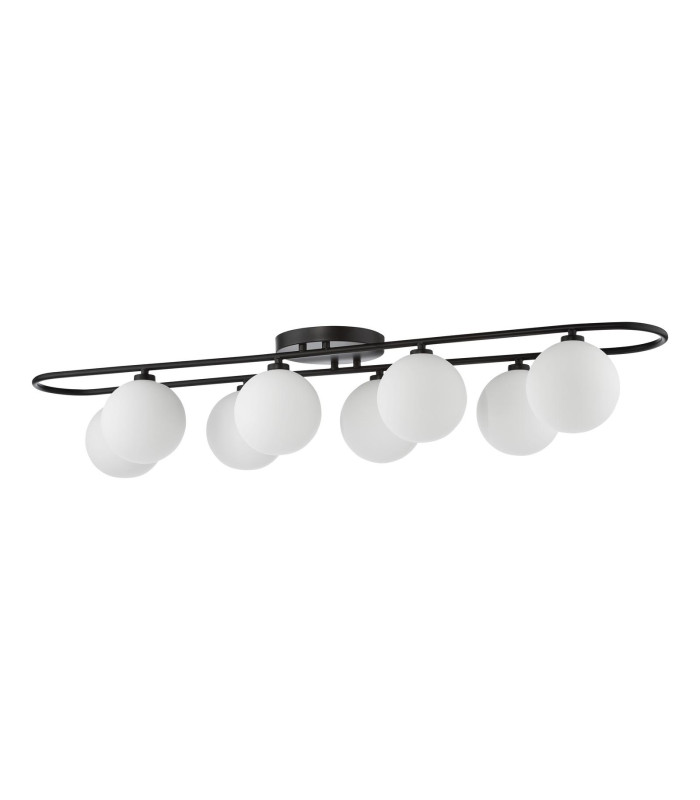 Luana 8 Light Semi-Flush Matt Black and Opal Glass-7