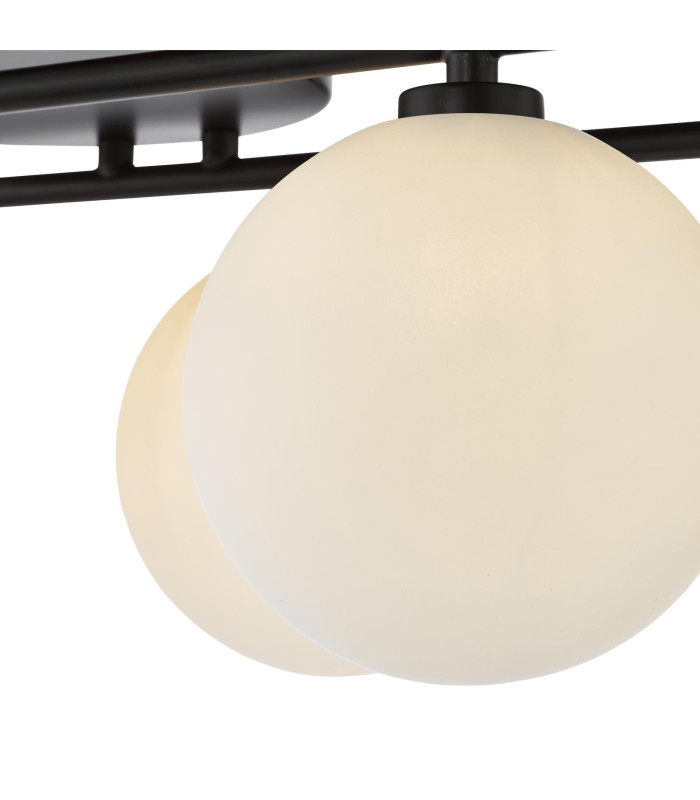 Luana 8 Light Semi-Flush Matt Black and Opal Glass-9