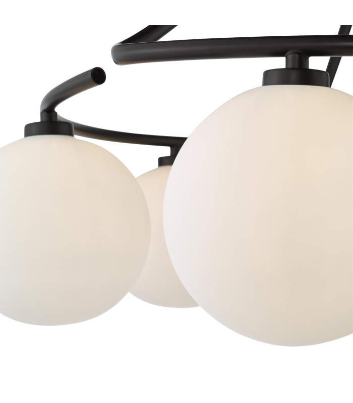 Luana 6 Light Semi-Flush Matt Black and Opal Glass-7