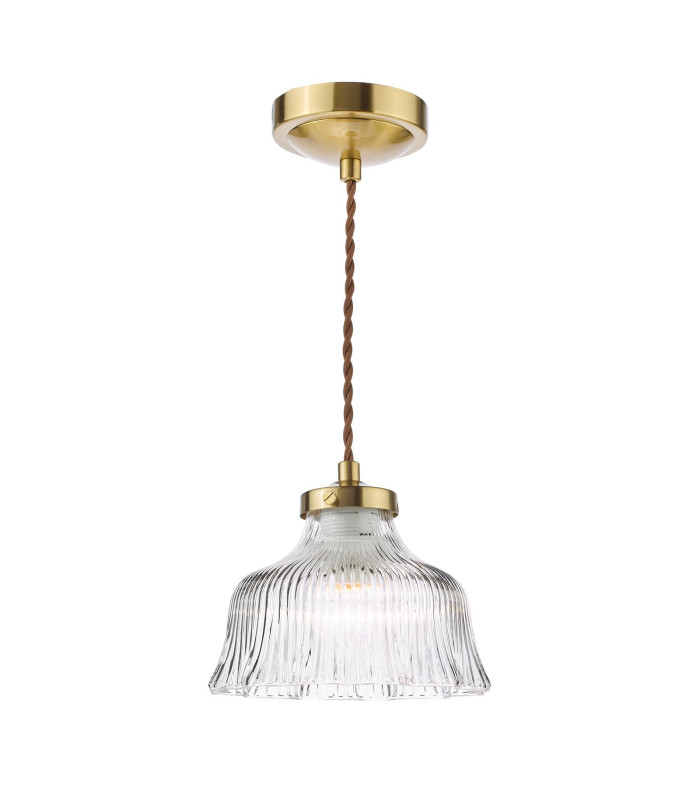 Maude Ceiling Pendant Natural Brass and Ribbed Glass-1