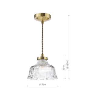 Maude Ceiling Pendant Natural Brass and Ribbed Glass-2