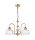 Maude 3 Light Armed Ceiling Pendant Natural Brass and Ribbed Glass-1