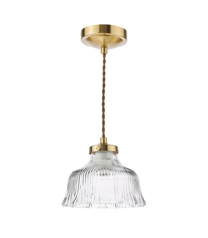Maude Ceiling Pendant Natural Brass and Ribbed Glass-3