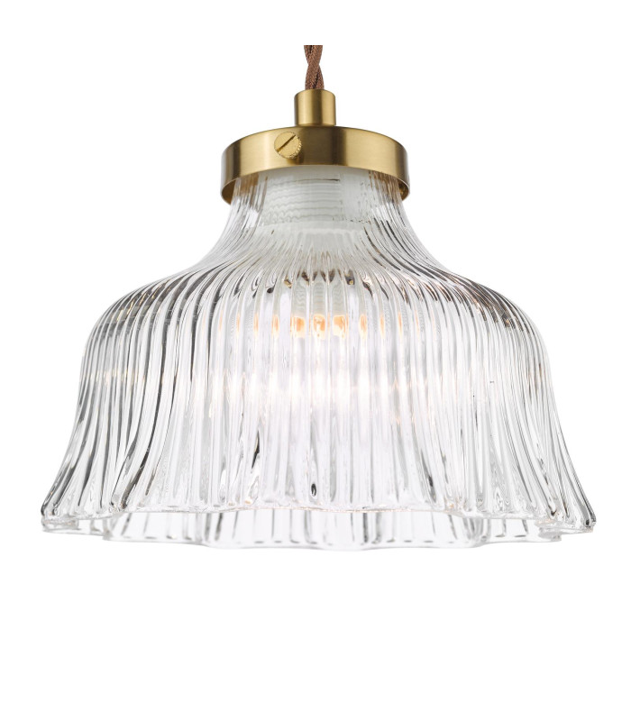 Maude Ceiling Pendant Natural Brass and Ribbed Glass-5