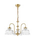 Maude 3 Light Armed Ceiling Pendant Natural Brass and Ribbed Glass-5