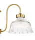 Maude 3 Light Armed Ceiling Pendant Natural Brass and Ribbed Glass-6
