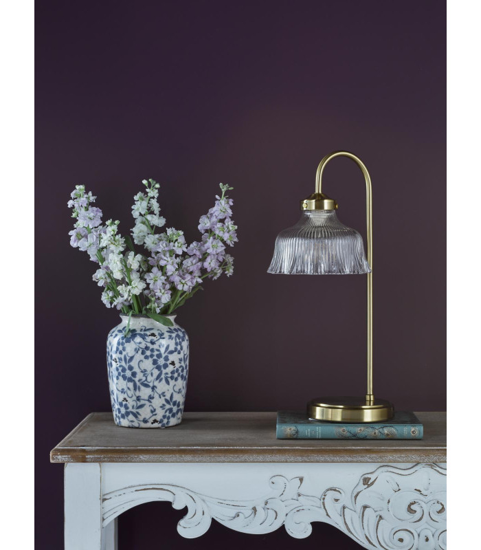 Maude Table Lamp Natural Brass and Ribbed Glass-3