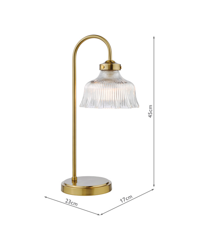 Maude Table Lamp Natural Brass and Ribbed Glass-4