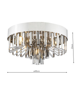 Olin 5 Light Flush Polished Chrome and Smoked Glass-2