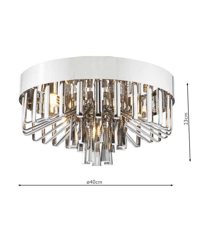 Olin 5 Light Flush Polished Chrome and Smoked Glass-2