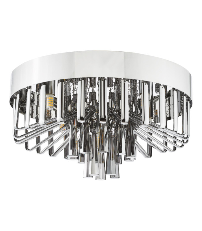 Olin 5 Light Flush Polished Chrome and Smoked Glass-3