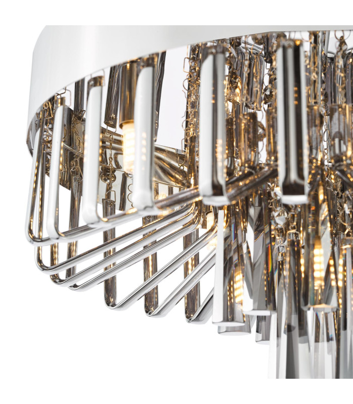 Olin 5 Light Flush Polished Chrome and Smoked Glass-4