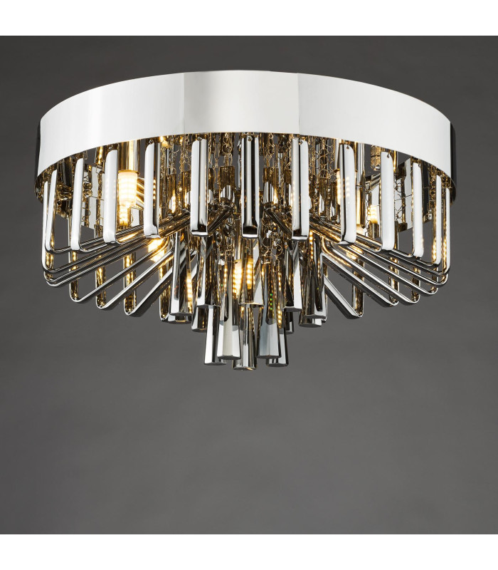 Olin 5 Light Flush Polished Chrome and Smoked Glass-5