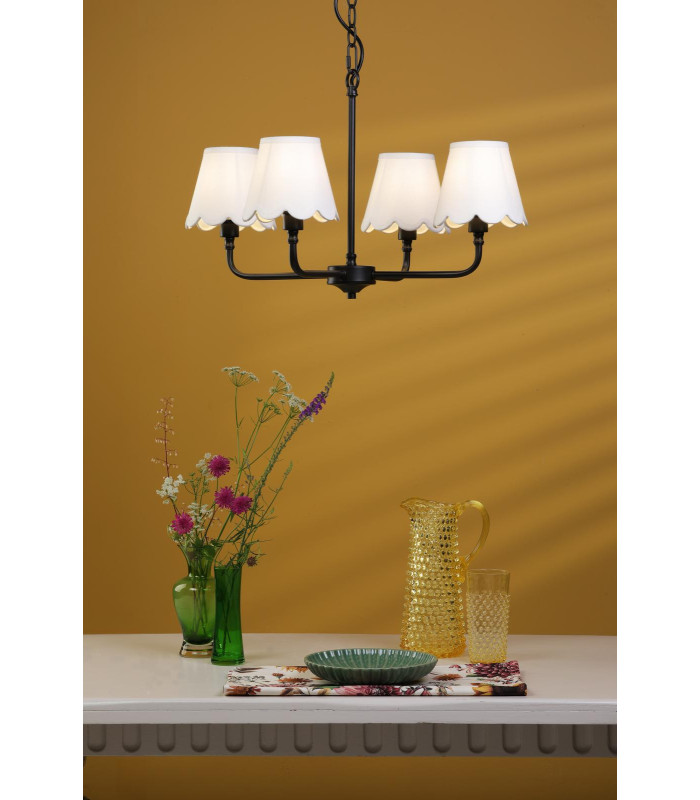 Padme 4 Light Ceiling Pendant Matt Black With Shade-2