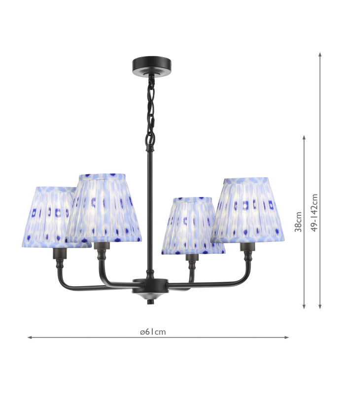 Padme 4 Light Ceiling Pendant Matt Black With Shade-6