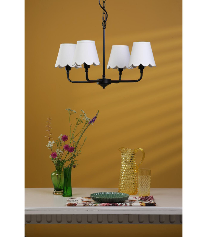 Padme 4 Light Ceiling Pendant Matt Black With Shade-3
