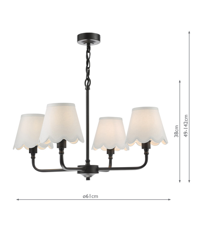 Padme 4 Light Ceiling Pendant Matt Black With Shade-6