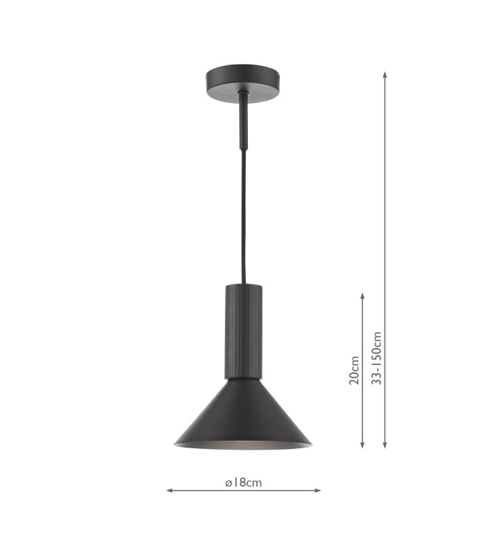 Ragnar Ceiling Pendant/Wall Light Satin Black-6