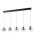 Ramona 5 Light Bar Ceiling Pendant Matt Black and Smoked Ombre Glass LED-1