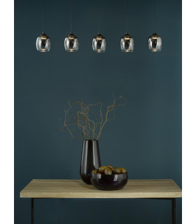 Ramona 5 Light Bar Ceiling Pendant Matt Black and Smoked Ombre Glass LED-2