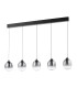 Ramona 5 Light Bar Ceiling Pendant Matt Black and Smoked Ombre Glass LED-5