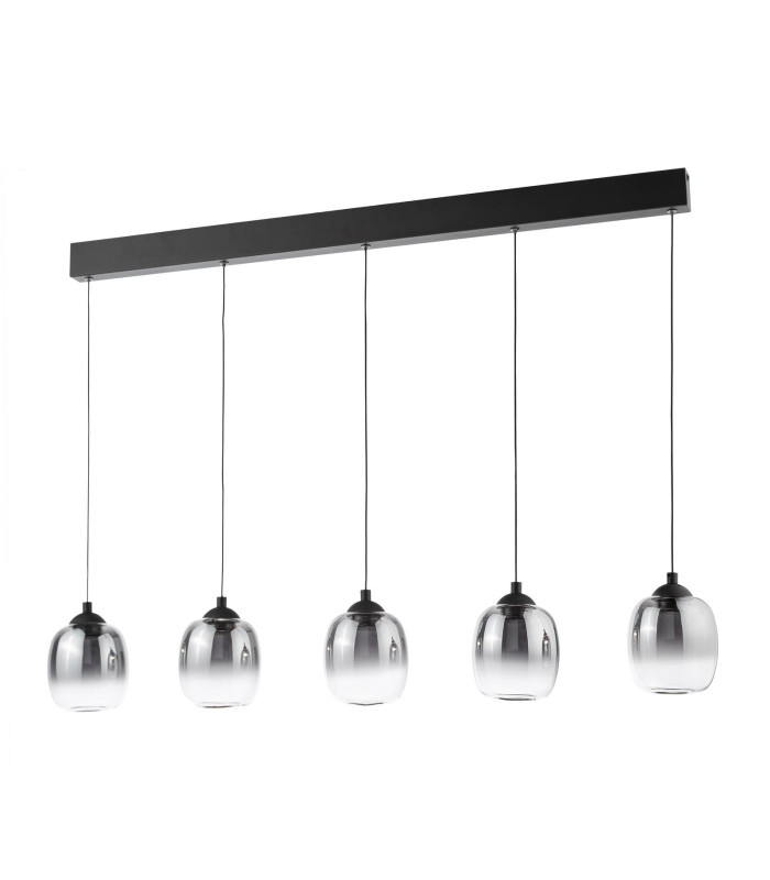 Ramona 5 Light Bar Ceiling Pendant Matt Black and Smoked Ombre Glass LED-5