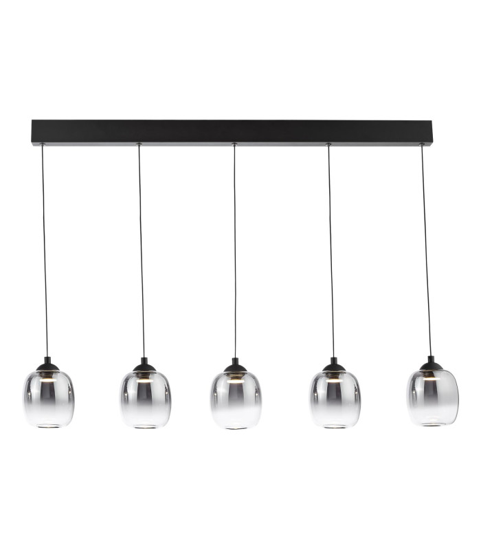 Ramona 5 Light Bar Ceiling Pendant Matt Black and Smoked Ombre Glass LED-6